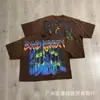 Camiseta Rara de Paz Marca de Moda Callejera Americana Talla Grande Oversize Camiseta de Manga Corta con Pedrería Verano