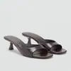 Sandálias de Comércio Exterior Femininas 2026 Verão Mules Baixos Salto Alto Fino Sandálias Slip-On Abertas na Ponta para Mulheres Uso Externo