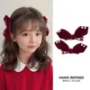 Pasador de Pelo con Lazo Negro Accesorios para el Cabello de Niños Pin Lateral Lindo Pin Lateral Rojo Tocado Pin de Celebridad de Internet Tridimensional Mismo Estilo