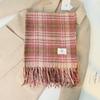Novo Cachecol Tweed Franjado Estilo Coreano de Inverno com Toque Sofisticado, Espessado e Quente, Xale de Casal em Falso Cashmere