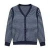 Camiseta de manga larga a rayas patchwork de moda estilo coreano para mamás, perfecta para principios de otoño, elegante, rejuvenecedora, de corte holgado, adelgazante y versátil