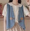 Chaleco de mezclilla dulce vintage 2025 Chaqueta corta para mujer Verano Nuevo Versátil Casual Top en capas