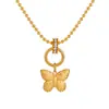 Colgante de Llave con Forma de Corazón de Acero de Titanio Chapado en Oro de 18K Estilo Coreano Ins Diseño de Nicho Sensación de Alta Gama Collar con Lazo para Mujer