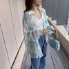 Camisa Feminina de Manga Comprida Estilo Coreano Tie-Dye Solta Leve 2025 Verão Nova Solta Proteção Solar