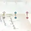 Pendientes Colgantes Pequeños Redondos de Circonita de Aleación de Titanio F-136 Pendientes de Labio de Titanio G23 con Rosca Interna Joyería para Piercing