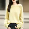 Otoño e invierno 2026 nuevo estilo suéter de punto de lana polar cosido para mujer cuello redondo suéter holgado ropa de mujer top de manga larga