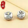 Colgante de Plata Pura 999 Carácter de la Fortuna 3D Candado Ruyi Material Hecho a Mano DIY Pulsera Tejida Charm Accesorio