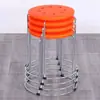 Taburete Reforzado de Plástico Engrosado, Elegante Taburete de Hierro para el Hogar, Taburete para Alfombra, Taburete de Cuero, Taburete Redondo de Hierro, Taburete con Almacenamiento, Taburete Redondo