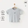 Camisetas de Bebê de Verão Finas de Manga Curta para Meninos e Meninas, Roupas Infantis de Verão Lisas de Manga Meia para Meninas, Classe A, Algodão Puro