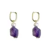 Pendientes Hechos a Mano Estilo Chino de Piedra Natural Amatista Perla de Agua Dulce Pendientes Retro Nuevos Chinoiserie Pendientes Elegantes Elegantes para Mujer