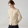 Novo cardigã de cashmere puro para mulheres, gola redonda, estilo outono e inverno, padrão losango, suéter de tricô macio e aconchegante, peça de outer wear soltinha
