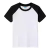 Camiseta Infantil de Verão com Gola Redonda 100% Algodão Manga Curta Uniforme de Classe Personalizado para Meninos e Meninas, Mesmo Estilo Raglan Caimento Solto Camiseta Color-Blocking