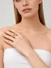 Anillo J07 Diseño Doble Lágrima Diamante Cultivado Acero Inoxidable Dorado, Anillo con Técnica de Incrustación Hueca, Joyería de Regalo