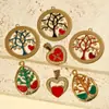 Árbol de la vida geométrico francés gota de aceite titanio acero diy colgante amor acero inoxidable joyería colgante de collar de luna
