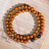 Pulsera de Bolas de Incienso Doble Círculo 6mm para Hombres y Mujeres, Estilo Diseñador de Lujo Ligero, Pulsera de Hilo de Bolas Redondas de Incienso, Joyería de Mano Vintage