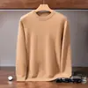 Suéter Masculino de Cashmere 2026 Gola Redonda Outono/Inverno Novo Estilo Cor Sólida Malha Amiga da Pele Para Jovens e Meia-Idade Camada Base Suéter Fino