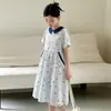 Novo Vestido de Verão Feminino Estilo Coreano Listrado com Golas, Vestido Doce de Princesa de Comprimento Médio, Moderno e na Moda