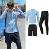 Dropshipping Trajes de Baño para Hombre y Mujer, Dos Piezas Manga Larga Estilo Deportivo, Oculta Barriga y Adelgazante, Trajes de Baño para Parejas Japoneses y Coreanos al por Mayor