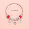 Pulsera con Colgante de Corazón Rosa DIY Transfronteriza de Moda, Joyería de Pedrería de Lujo Ligero, Hecha a Mano, Versátil y Elegante