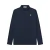 Camisa Polo Bordada con Logo Pequeño Clásico de Primavera y Otoño Piedra Piedra Transfronteriza Camiseta Casual de Negocios Holgada de Manga Larga para Hombre y Mujer