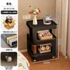 Mesita de Noche Pequeña Simple Moderna Hogar Dormitorio Estante de Almacenamiento de Mesita de Noche con Lámpara Hierro Creativo Mesa Lateral Extraíble