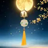 Flores y luna llena para el Festival de Medio Otoño, colgante de campana de palacio de conejo de jade, adorno colgante de borla hecho a mano DIY, carillón de viento para coche, accesorio colgante de decoración navideña