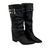 Botas largas para mujer, botas de tacón de bloque, nuevo estilo Maillard 2026, botas de montar para meter la pierna, botas Martin, botas para mujer
