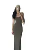 Vestido Nuevo Estilo Europeo y Americano Transfronterizo Estilo Kim Kardashian, Vestido Largo de Tirantes Finos Mismo Estilo que Yi Mengling