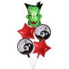Nuevo Halloween Pieza de Cinco Cabeza de Calabaza Fantasma Gato Negro Globo de Película de Aluminio Venta al por Mayor Fiesta Decoración de Fiesta