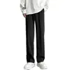 Pantalones casuales de pierna ancha rectos para hombre, de color liso, con caída, ligeramente acampanados, corte curvo, para personas altas, pantalones largos simples