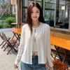 Chaqueta cárdigan de punto para mujer, estilo nuevo Primavera y Otoño 2026, prenda exterior versátil con top de cuello redondo de un solo botón hecho de Lyocell Tencel