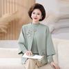 Mãe de estilo estrangeiro primavera e outono malha de duas peças terno 50 anos de idade esposa rica top de meia-idade das mulheres camisola casaco cardigan