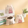 Bolsa de lino con cordón compuesto bolsa con cordón para joyería empaque de regalo bolsa de almacenamiento logo imprimible bolsa de algodón lino venta al por mayor