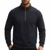 Moletom esportivo com zíper parcial e gola alta para comércio exterior transfronteiriço para homens, outono e inverno, cor sólida, raglan, corte solto, retalhos, blusa de moletom com zíper
