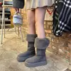 Botas de nieve populares de suela gruesa para mujer, nuevo estilo de invierno 2026, botas largas versátiles, forradas de felpa y engrosadas para mayor calidez, botas altas de algodón