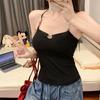 Nuevo Camisole de Satén Puro Sexy con Perlas para Verano Ajustado para Mujer Top Versátil Todo en Uno con Copas