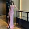 Vestido de Tirantes Finos Estilo Puro Deseo, Técnico de Masaje Sauna Baño de Pies, Bellezas de Discoteca KTV, Vestido de Noche con Abertura para Discoteca