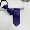 Corbata de hombre coreana azul zafiro color sólido perezosa 5CM versión estrecha monocromática cremallera estampado a mano alzada
