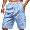 Shorts masculinos Cross-border American Summer 2025, shorts casuais de linho fino para praia, estilo folgado, da Amazon.