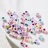 6*6mm Abalorios Acrílicos de Agujero Grande Cuentas Sueltas Coloridos Goteo de Aceite Letras Inglesas Cuentas Cuadradas Material para Manualidades con Cuentas