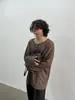 Camiseta de Manga Larga Simple Versátil Estilo Coreano Botón Texturizado para Hombre Primavera y Otoño Holgada Casual Relajada Camisa Base