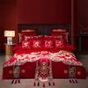 Ropa de cama de boda de cuatro piezas de algodón 120 de alta gama, algodón de fibra larga, jacquard de algodón, rojo intenso