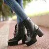 Botas Martin de tacón alto grueso, talla grande 40/41/42/43, de PU, para mujer