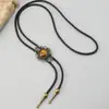 Acessório de Colar Gravata Borboleta de Corda Trançada Novo Criativo Retrô Transfronteiriço Pingente Floral Simples Fivela de Gravata Bolo