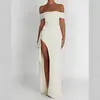 En Stock Vestido Sexy Europeo y Americano Transfronterizo Verano 2025 sin Tirantes con Escote Bardot, Espalda Descubierta y Abertura Vestido Largo Venta al por Mayor
