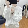 Camisa de Moda Primavera 2026 con Cuello Volante y Manga Larga para Mujer, Moda Estilo Hong Kong que Reduce la Edad, Nueva Camisa Básica de Corte Holgado Primavera/Verano para Mujer