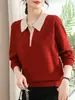 Nueva camisa básica de manga larga de otoño para mamá, suéter con cuello para mujer, top de punto de talla grande, ropa de otoño e invierno para mujeres de mediana edad y mayores