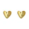Pendientes de Corazón con Textura Dorada Mate Vintage Estilo Minimalista de Moda para el Trabajo Estilo Lujo Ligero
