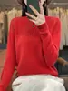 Tejido cuello redondo agujereado Diamante simple color liso Andy terciopelo adelgazante para ir al trabajo primavera nuevo mujer coreano jersey