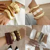 Pulsera Popular Transfronteriza de Metal Brillante con Forma de Ola Estilo Minimalista Europeo y Americano Pulsera Abierta Irregular Fábrica de Joyería para Mujer